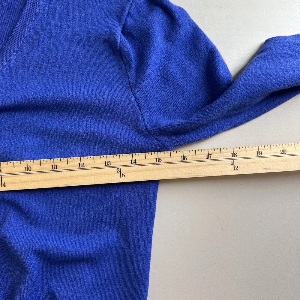 Odri Womens Sweater Sz S (?) Button Down Cardigan Royal Blue 3/4 Sleeve READ